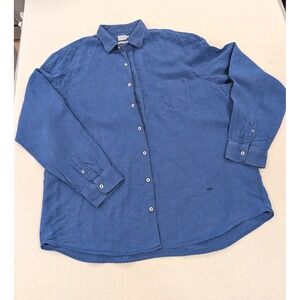 RCH Richards Women's Blue Linen Button Down Shirt Size 6 Long Sleeve Casual